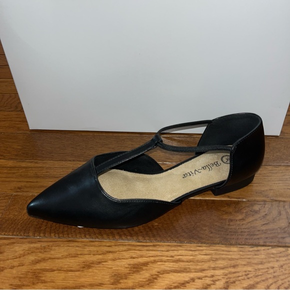 Bella Vita Darby pointed Toe Elastic T-Strap Flats Black Women’s Size 7.5 - Picture 2 of 15